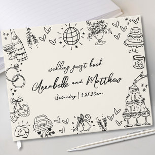 Handgezeichnete Vintage-Whimsical-Hochzeit Gästebuch