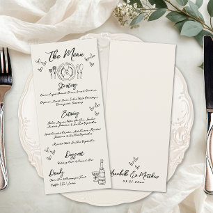 Handgezeichnete Vintage-Whimsical-Hochzeit Menükarte