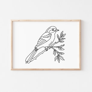 Handgezeichnete Vogelillustrationskunst Poster