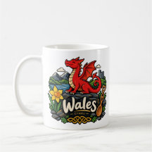 Handgezeichnete Wales-Reise-Kunst-Sehenswürdigkeit