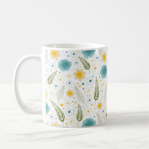 Handgezeichnete Wasserfarbe mit Palm-Blätter und B Kaffeetasse