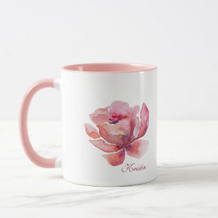 Handgezeichnete Wasserfarbe Rosa Blume Tasse