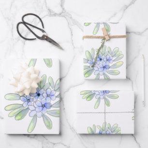 Handgezeichnete Wasserfarbe süße gelbe, blaue und  Geschenkpapier Set