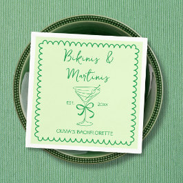 Handgezeichnete Wavy Bikinis & Martinis Bacheloret Serviette