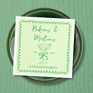Handgezeichnete Wavy Bikinis & Martinis Bacheloret Serviette