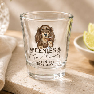 Handgezeichnete Weenies und Martinis Dachshund Schnapsglas