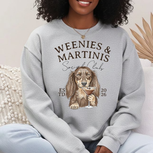 Handgezeichnete Weenies und Martinis-Dachshund Sweatshirt (Hand Drawn Weenies and Martinis Dachshund Sweatshirt)