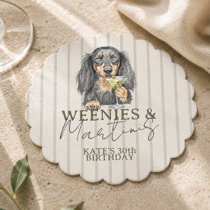 Handgezeichnete Weenies und Martinis Dachshund Untersetzer