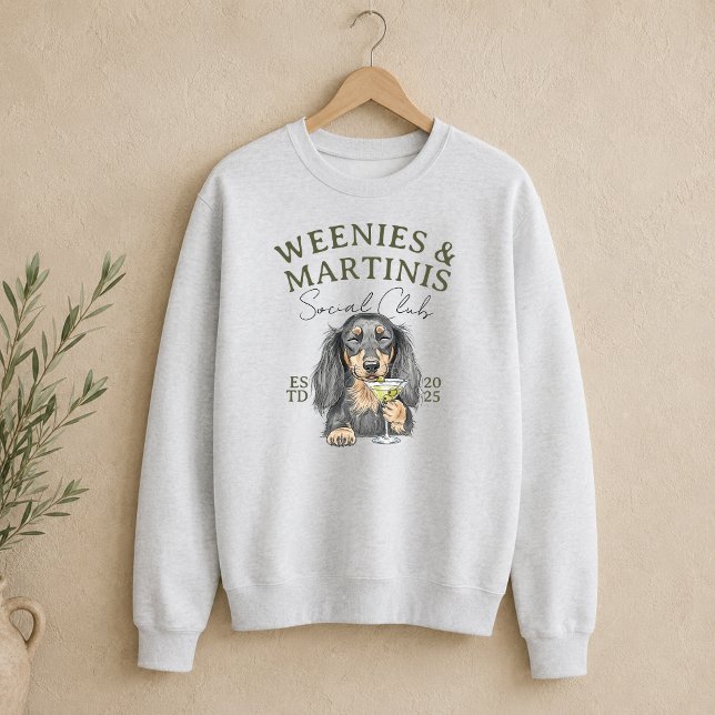 Handgezeichnete Weenys und Martinis-Dackel Sweatshirt (Hand Drawn Weenies and Martinis Dachshund Sweatshirt)