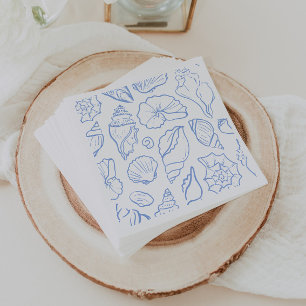 Handgezeichnete weiche blaue Muscheln Allover-Must Serviette