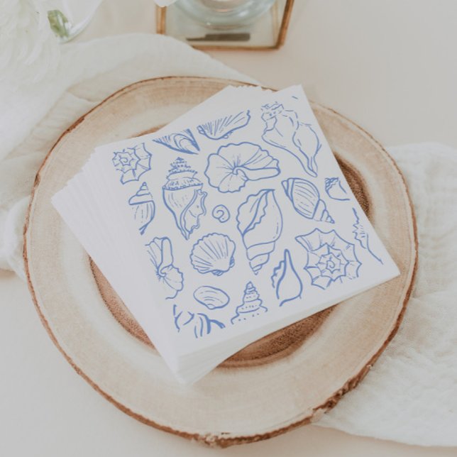 Handgezeichnete weiche blaue Muscheln Allover-Must Serviette (Von Creator hochgeladen)