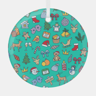 Handgezeichnete Weihnachten: Feierlich nahtlos. Ornament Aus Glas