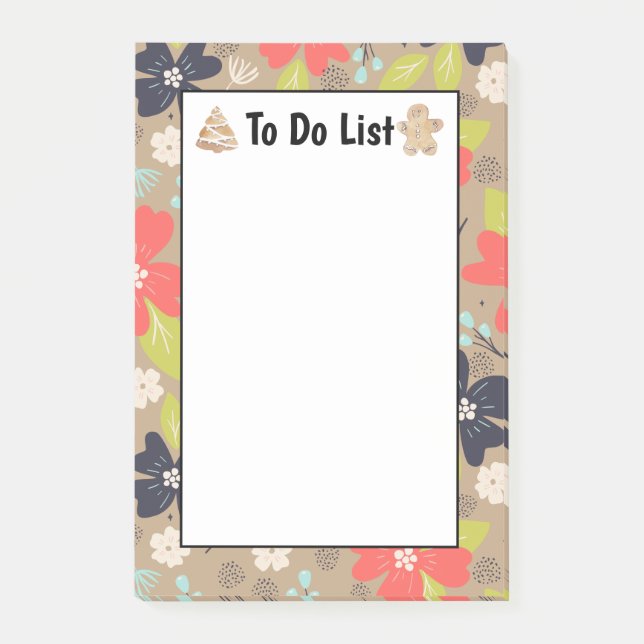 Handgezeichnete Weihnachts-Poinsettia rot zu tun L Post-it Klebezettel (Vorderseite)