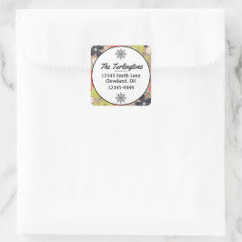 Handgezeichnete Weihnachts-Poinsettia Rote Rücksen Quadratischer Aufkleber