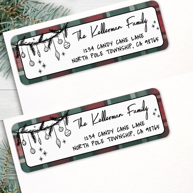 Handgezeichnete Weihnachts-Rücksendeadresse (Hand Drawn Christmas Return Address label)