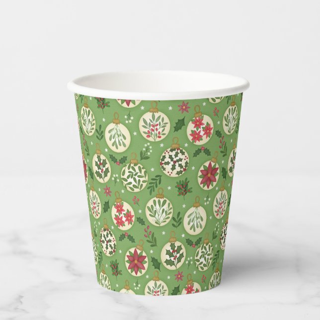 Handgezeichnete Weihnachts-Schmuck-Papierbecher Pappbecher (Vorderseite)