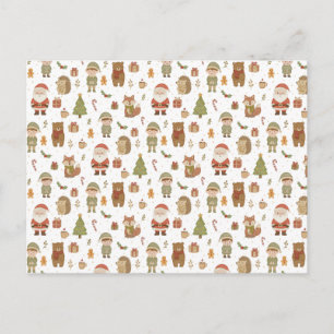 Handgezeichnete Weihnachts-Wald-Holiday-Postkarte Feiertagspostkarte