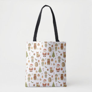 Handgezeichnete Weihnachts-Wald-Tasche