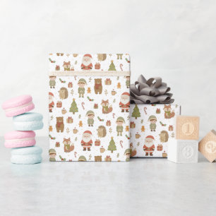 Handgezeichnete Weihnachts-Wald-Wrap-Rolle Geschenkpapier