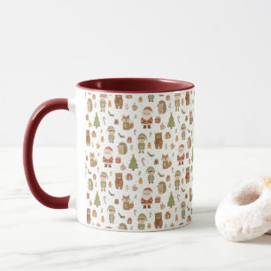 Handgezeichnete Weihnachts-Waldlandschaft-Tasse Tasse