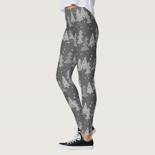 Handgezeichnete Weihnachtsbäume schneit im Chalkbo Leggings