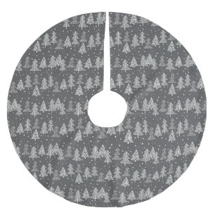 Handgezeichnete Weihnachtsbäume schneit im Chalkbo Polyester Weihnachtsbaumdecke