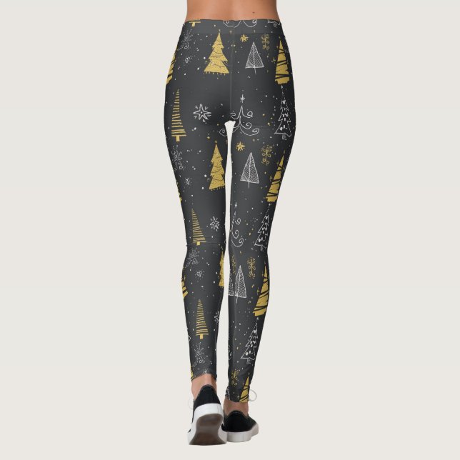 Handgezeichnete Weihnachtsbaumstruktur Leggings (Rückseite)