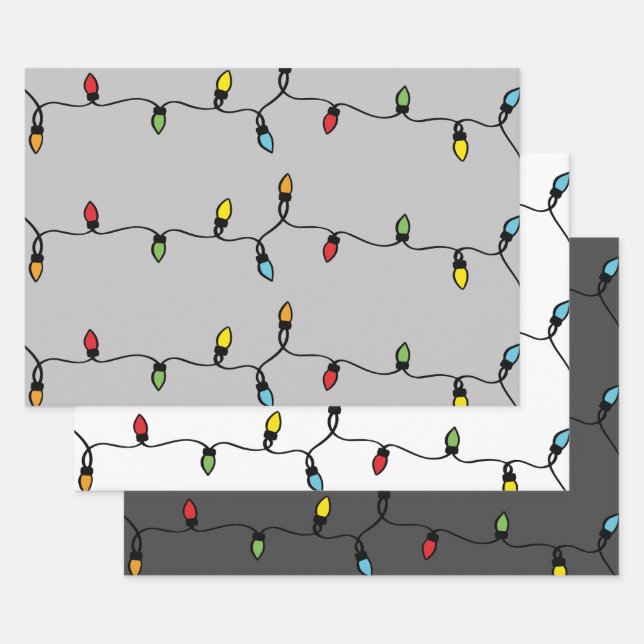 Handgezeichnete Weihnachtsbeleuchtung Geschenkpapier Set (Set)