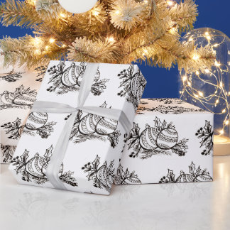 Handgezeichnete Weihnachtsdekorationen Muster Geschenkpapier