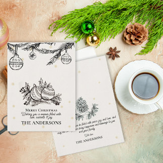 Handgezeichnete Weihnachtsdekorationen Personalisi Feiertagskarte