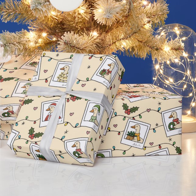 Handgezeichnete Weihnachtsgänse - Geschenkpapierro Geschenkpapier (Feiertage)