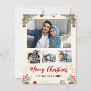 Handgezeichnete Weihnachtsgrüße Vier-Foto-Collage Mitteilungskarte