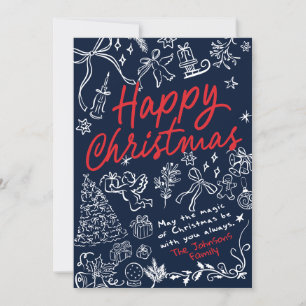 Handgezeichnete Weihnachtskarte der Marine Feiertagskarte