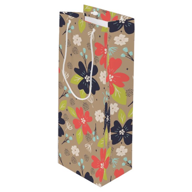 Handgezeichnete Weihnachtsnachtsnacht Geschenktüte Für Weinflaschen (Vorderseite Schrägansicht)