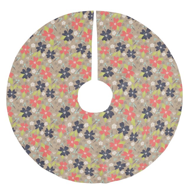 Handgezeichnete Weihnachtsnachtsnacht Polyester Weihnachtsbaumdecke (Vorderseite)