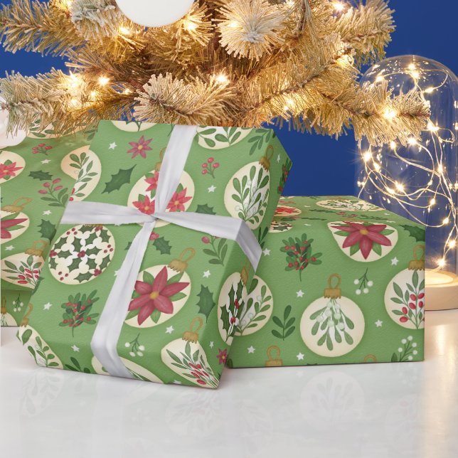 Handgezeichnete Weihnachtsornament-Verpackungspapi Geschenkpapier (Feiertage)