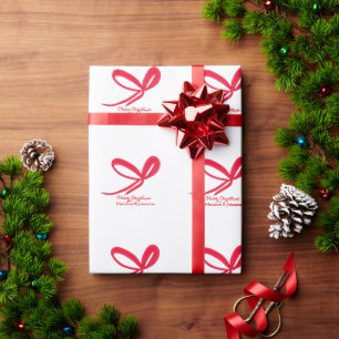 Handgezeichnete Weihnachtsrote Schleifen Geschenkpapier