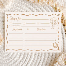 Handgezeichnete Western-Brautparty-Rezeptkarte