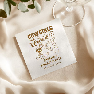 Handgezeichnete Western-Cocktails-Hochzeit im Cowg Serviette