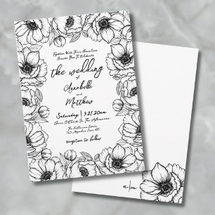 Handgezeichnete whimische Hochzeit Einladung