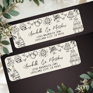 Handgezeichnete whimische Hochzeit-Rücksendeadress
