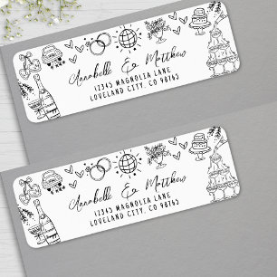 Handgezeichnete whimische Hochzeit-Rücksendeadress