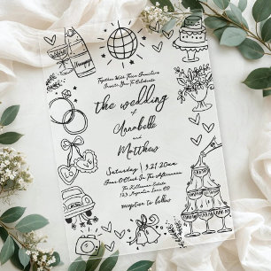 Handgezeichnete whimsiatische Hochzeit Acryleinladungen