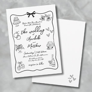 Handgezeichnete whimsiatische Hochzeit Einladung