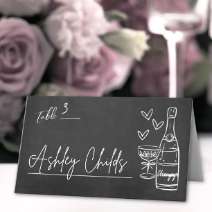 Handgezeichnete Whimsical Chalkboard-Hochzeit Platzkarte