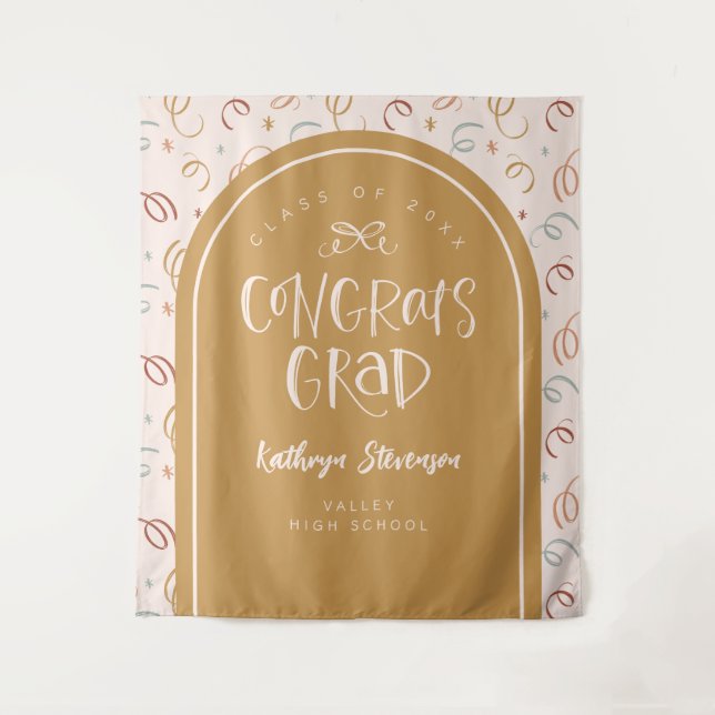 Handgezeichnete Whimsical-Glückwunsch Grad Party H Wandteppich (Vorderseite)