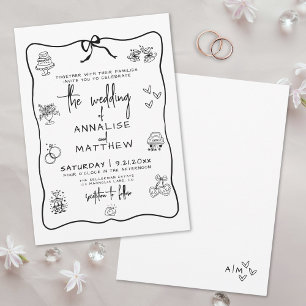 Handgezeichnete Whimsical-Hochzeit Einladung
