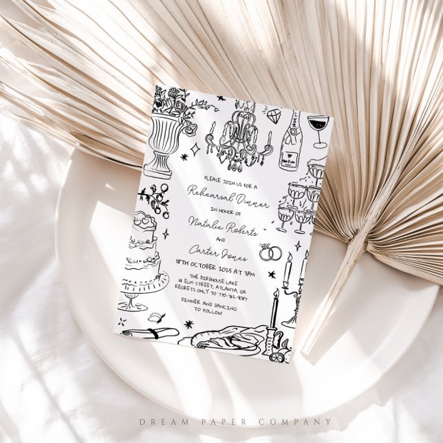Handgezeichnete Whimsical Probe Dinner Einladung (Von Creator hochgeladen)