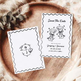 Handgezeichnete Whimsical Quirky handgeschriebene Save The Date