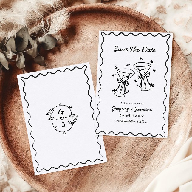 Handgezeichnete Whimsical Quirky handgeschriebene  Save The Date (Von Creator hochgeladen)